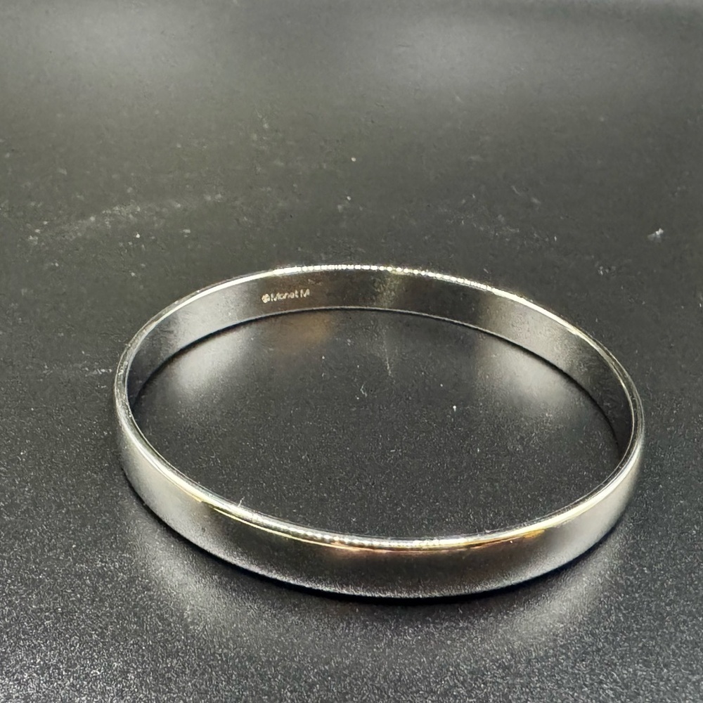 Signed Monet Shimmering Silver Tone Bangle Style Bracelet - Picture 2 of 6